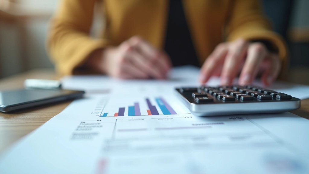 Detaillierte Kalkulation von Sozialversicherungsbeiträgen auf einem Taschenrechner und Papier