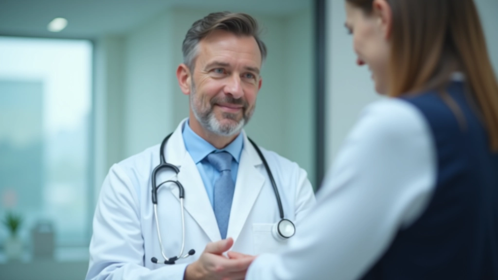 Arzt bei der Untersuchung eines Patienten, medizinische Versorgung in moderner Klinik